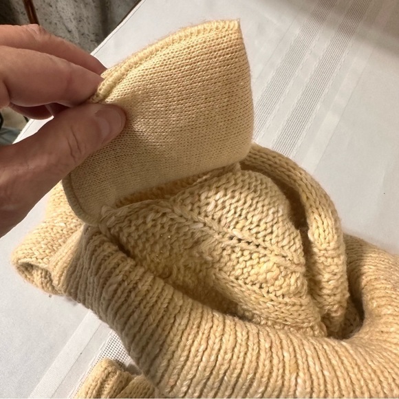 Lizsport women’s vintage Sweater Petite Beige Tan Collared Chunky Shoulder Pad - Picture 6 of 7